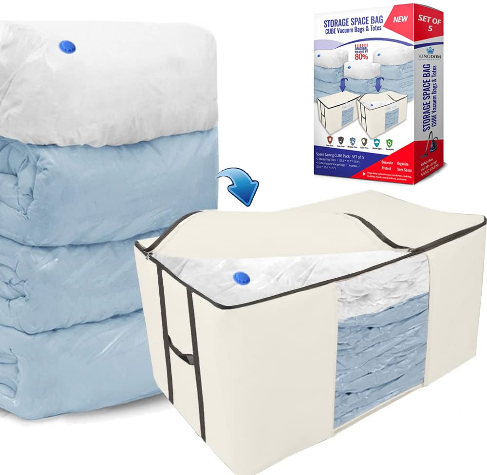 Vacuum Storage Bags, Cube Space Saver Bags, Bedding Space Saving Organizer