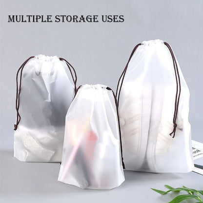 Translucent Travel Drawstring Bags Reusable Large Shoes Bags Organizers Storage Pouch Waterproof Durable Dust Bags with Rope 15.7 x 11.8 inches (50 Pack)