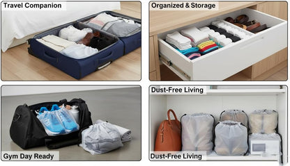 100 Pack Travel Shoe Bags, Waterproof Clear Shoe Storage Bags with Drawstring, Large Portable Shoe Organizer for Packing, 15.7 x 11.8 Inch Travel Essentials for Women and Men (Translucent)