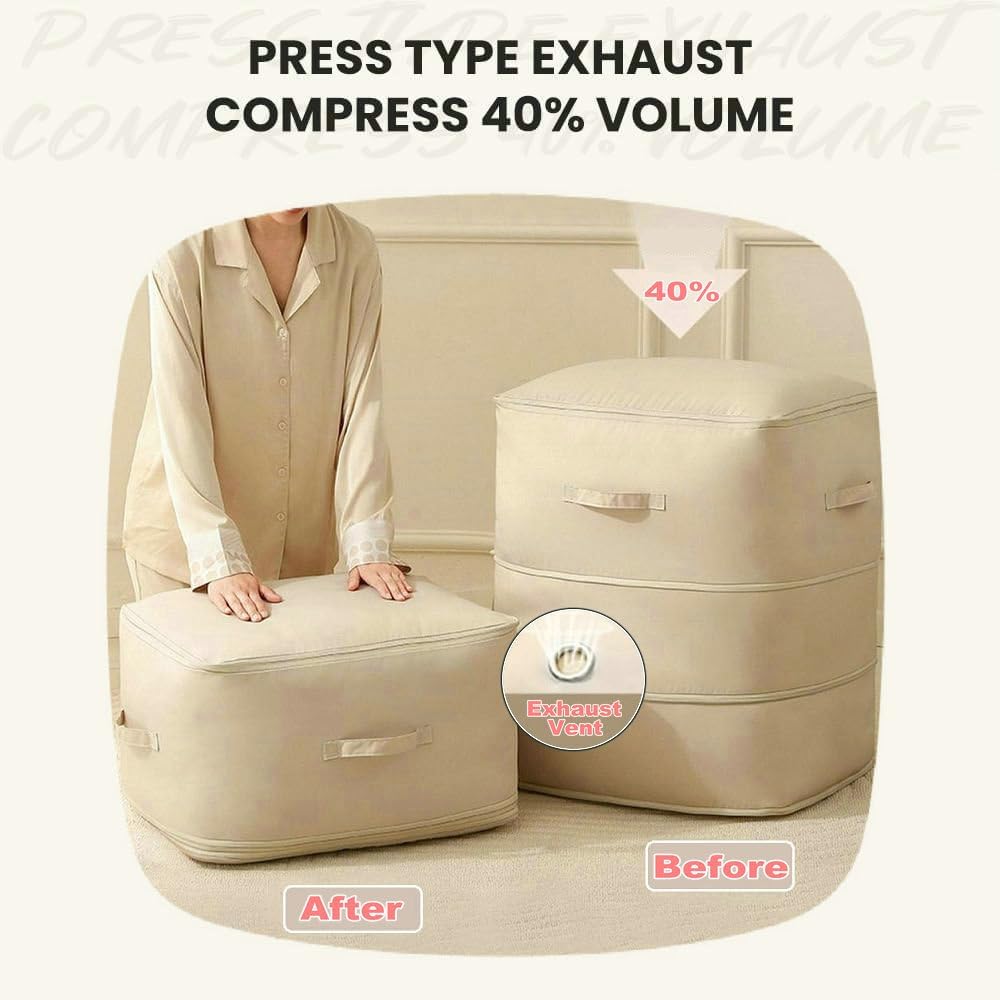 Comforter Storage Bag, Bedding & Blanket Self Compression Storage Organizer