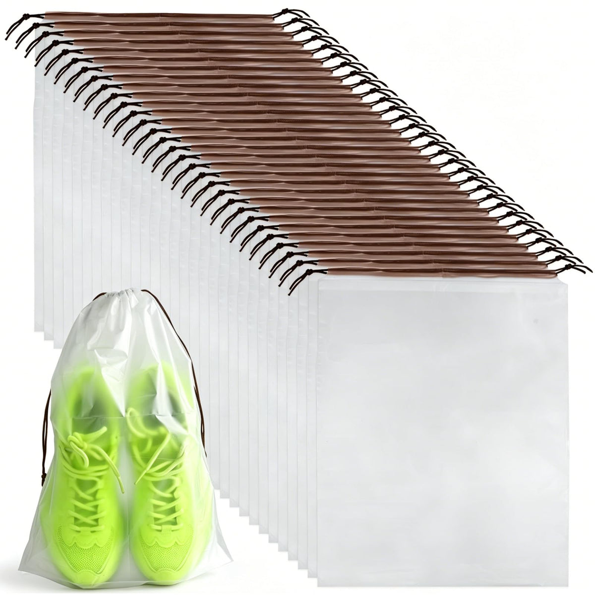 PLULON 32 Pcs Clear Shoe Bags for Travel, Clear Travel Shoe Bag for Storage