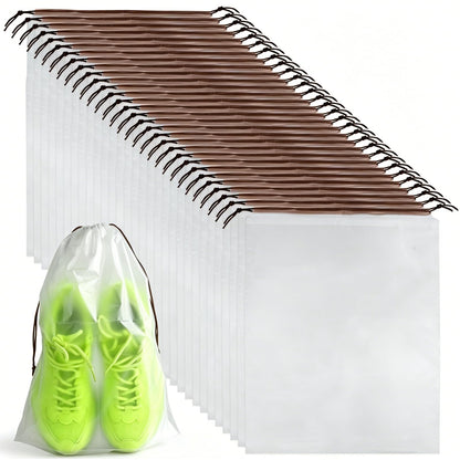 PLULON 32 Pcs Clear Shoe Bags for Travel, Clear Travel Shoe Bag for Storage