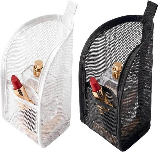 Standing Toiletry Bag, 2026 Upgrade Mesh Large Capacity Cosmetic Waterproof Bag, Portable Lightweight Travel Toiletry Bag Water Resistant Toiletries Storage Bag (White+Black 2Pack)