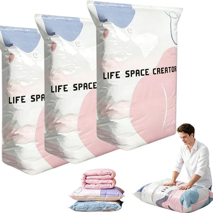 No-Pump Vacuum Storage Bags, 2026 New Cube Compression Space Saver Bags, Upgrade Large Storage Compression Bags No-Pump 3D Vacuum Storage Bags for Clothes, Comforters, Blankets