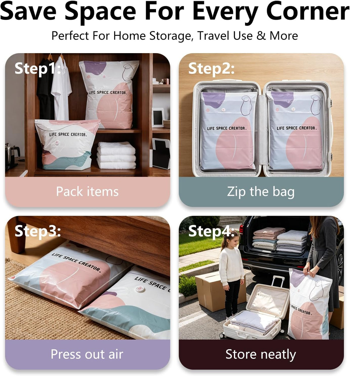 2026 New Space Bags No-Pump Vacuum Storage | Reusable Vacuum Seal Storage Bags