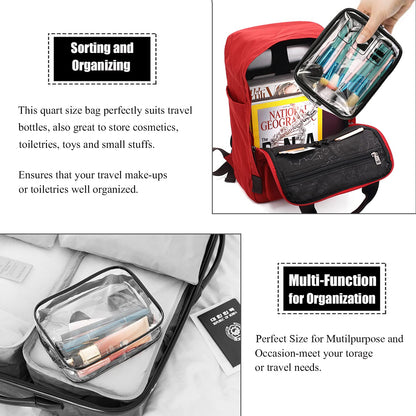 TSA Approved Toiletry Bag, 3 Pcs Clear Toiletries Bags Quart Size, Black