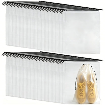 PLULON 32 Pcs Clear Shoe Bags for Travel, Clear Travel Shoe Bag for Storage