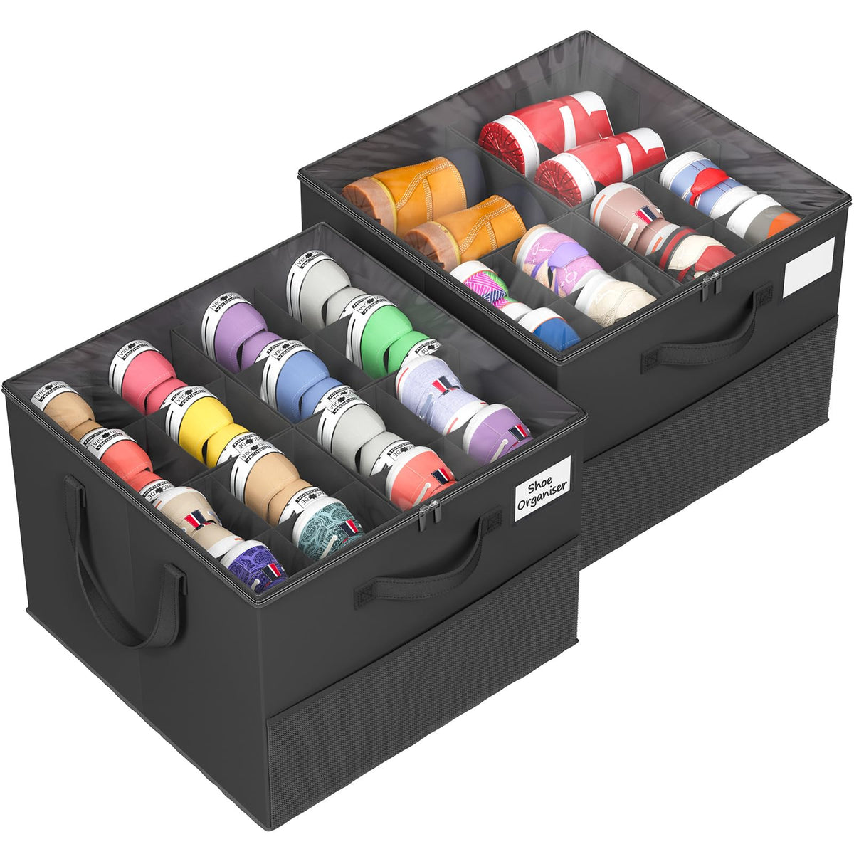 Plus Size 2 Pack Shoe Organizer for Closet, Foldable Shoe Storage Box