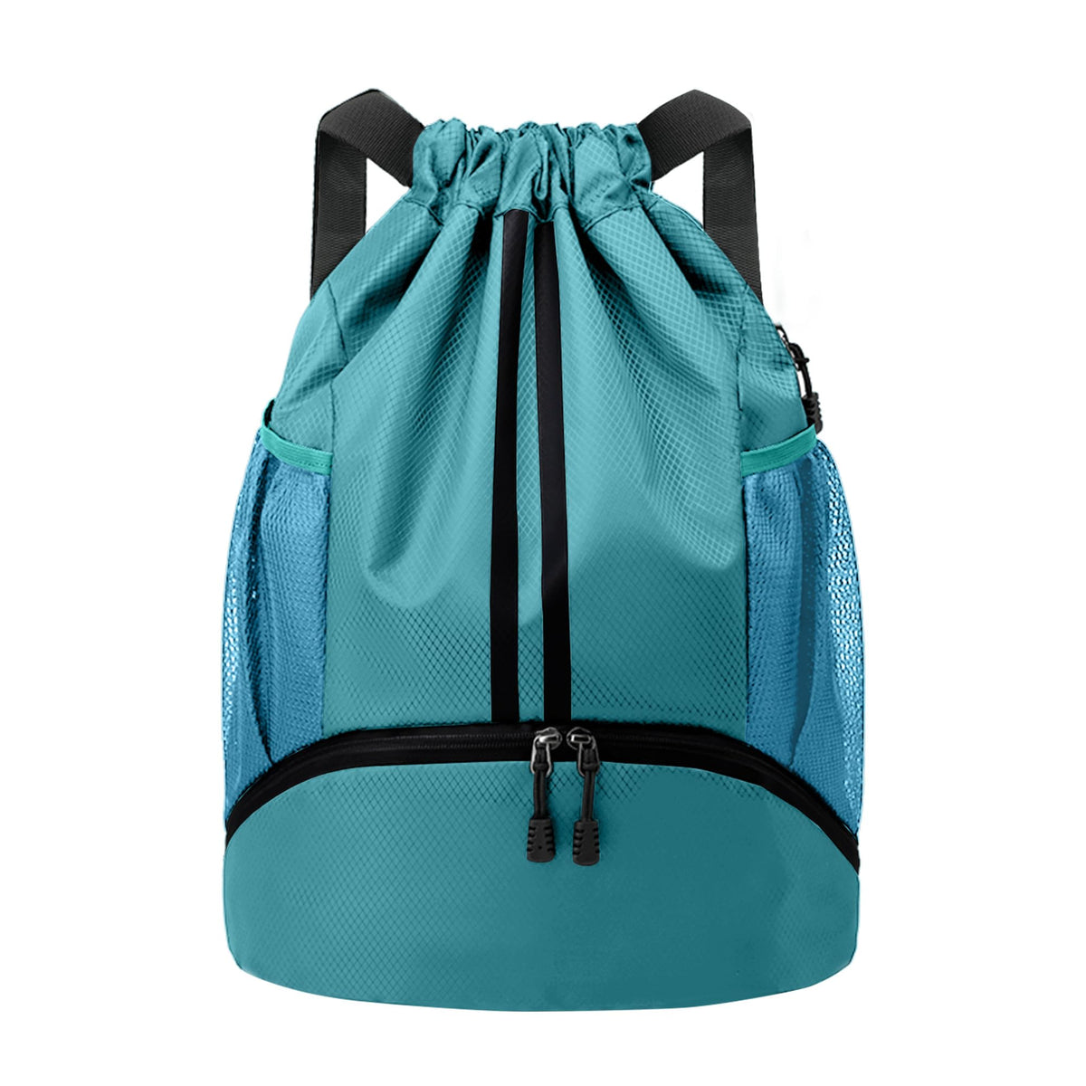 JELUTAR Drawstring Backpack Gym Bag with Shoes Compartment, Black