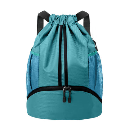 JELUTAR Drawstring Backpack Gym Bag with Shoes Compartment, Black