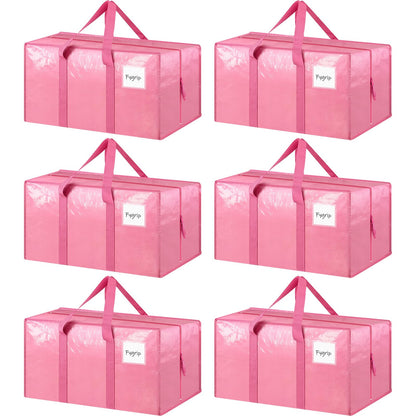 6 Pack Extra Heavy Duty Large Moving Bags with Strong Zipper, Dark Blue