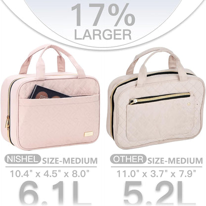 NISHEL Travel Toiletry Bag for women, Portable Hanging makeup Organizer
