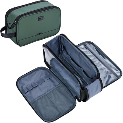 ZEEMO Travel Toiletry Bag for Men, Full Open Dopp Kit with Dual Compartment