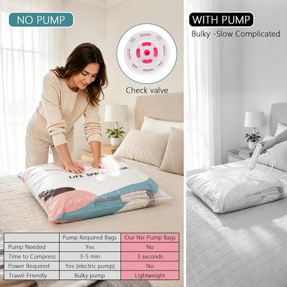 3Pcs No-Pump Vacuum Storage Bags,Large Cube Compression Bags for Storag