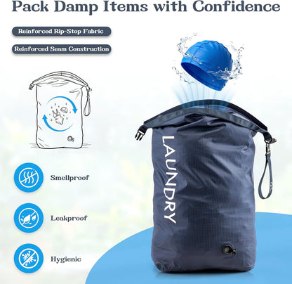 Travel Laundry Bag, Waterproof Compression Storage for Dirty Clothes