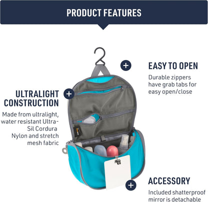 Sea to Summit Small Hanging Toiletry Bag, Travel Organizer, Atoll Blue