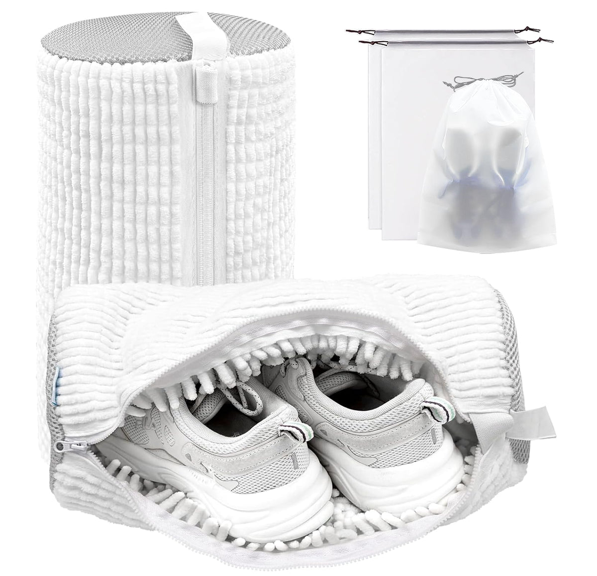 Shoe Washing Machine Bag,Laundry Shoe Bag for Washer and Dryer,Reusable Shoe Cleaning Bag for Sneakers,Tennis Shoes,With Self-locking Zipper, Microfiber Inside (1, Yellow)