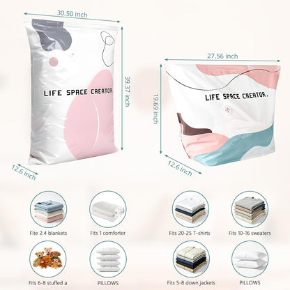 3Pcs No-Pump Vacuum Storage Bags,Large Cube Compression Bags for Storag
