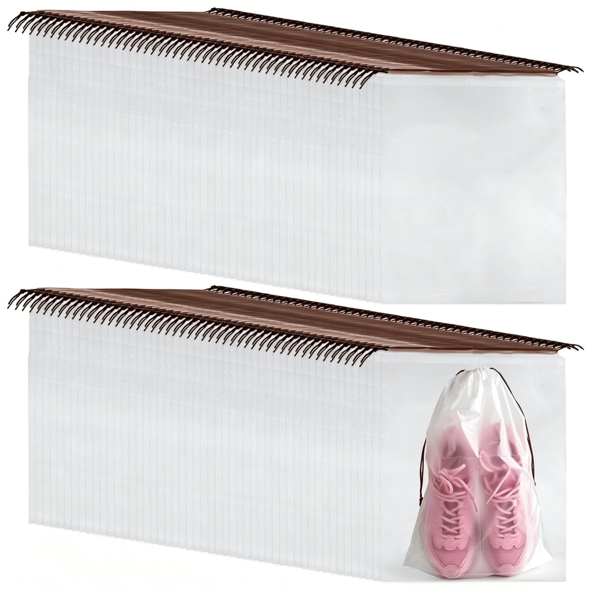 PLULON 32 Pcs Clear Shoe Bags for Travel, Clear Travel Shoe Bag for Storage