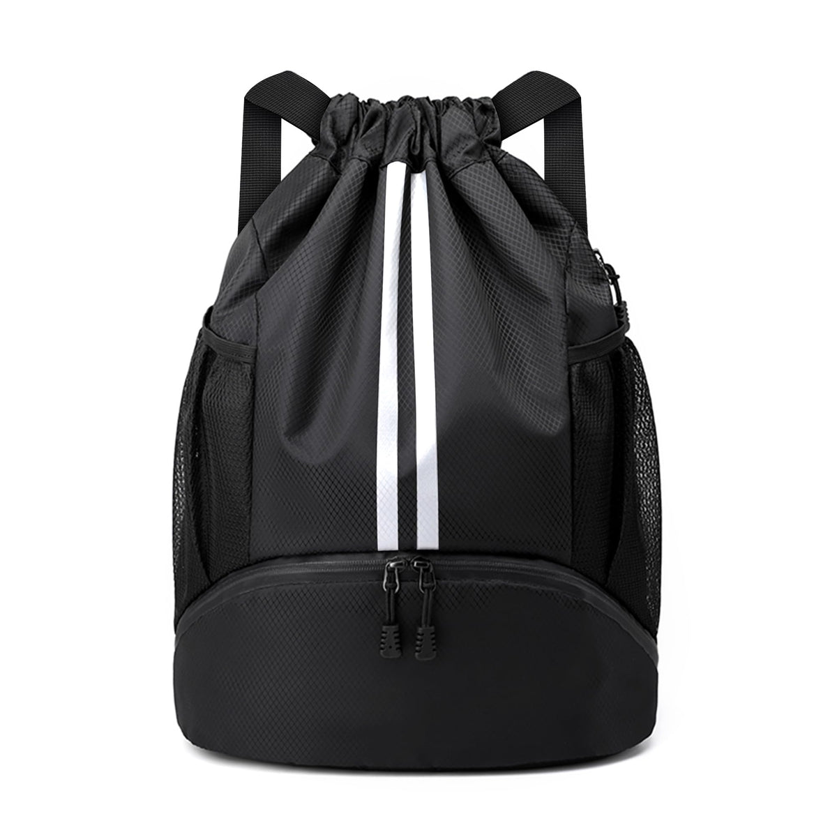 JELUTAR Drawstring Backpack Gym Bag with Shoes Compartment, Black