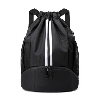 JELUTAR Drawstring Backpack Gym Bag with Shoes Compartment, Black
