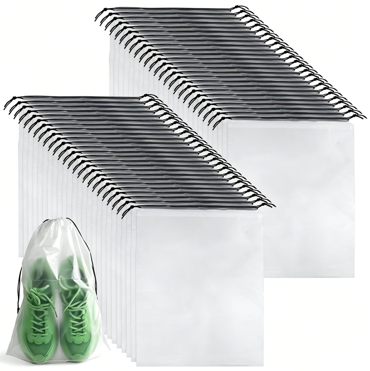PLULON 32 Pcs Clear Shoe Bags for Travel, Clear Travel Shoe Bag for Storage