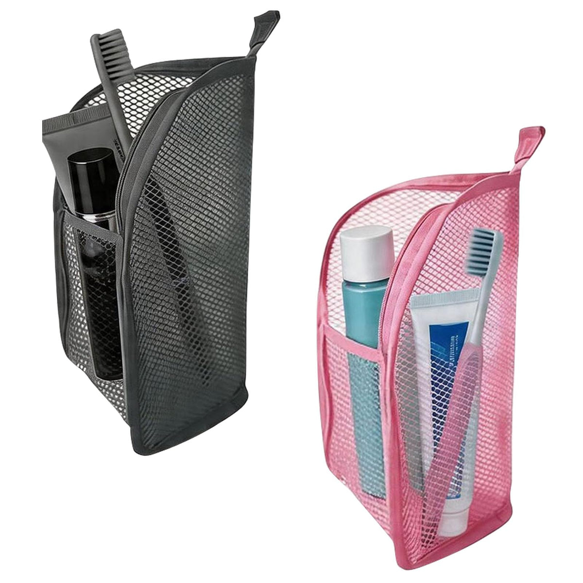 Standing Toiletry Bag, 4 Pack Portable Lightweight Toiletry Bag for Travel, EVA Mesh Large Capacity Waterproof Toiletries Organizer, Travel Essentials for Women Men (Black+Pink+White+Grey)