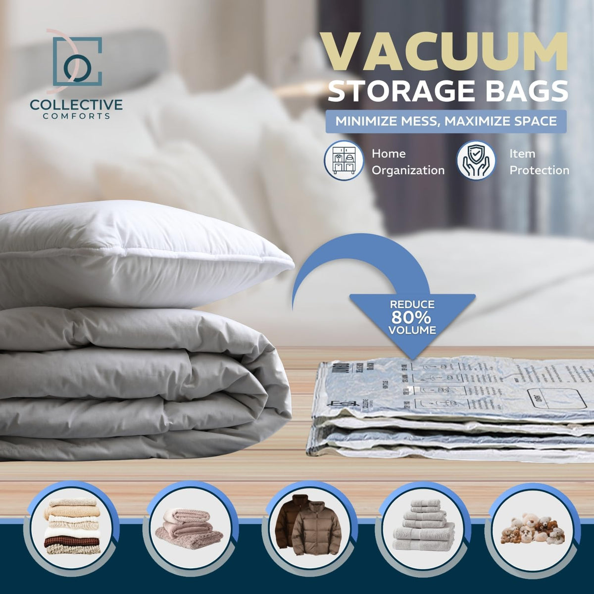 8 Pack XXL & Jumbo Space Saver Vacuum Storage Bags