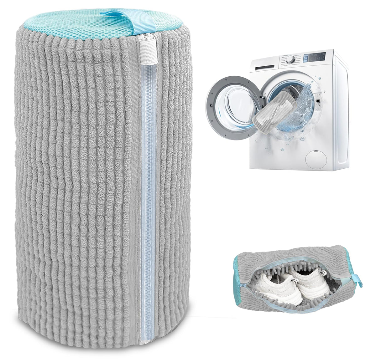Shoe Washing Machine Bag,Laundry Shoe Bag for Washer and Dryer,Reusable Shoe Cleaning Bag for Sneakers,Tennis Shoes,With Self-locking Zipper, Microfiber Inside (1, Yellow)
