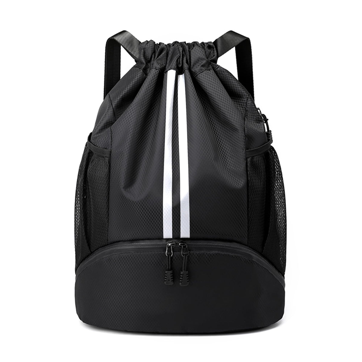 JELUTAR Drawstring Backpack Gym Bag with Shoes Compartment, Black