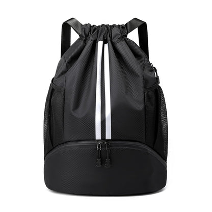 JELUTAR Drawstring Backpack Gym Bag with Shoes Compartment, Black
