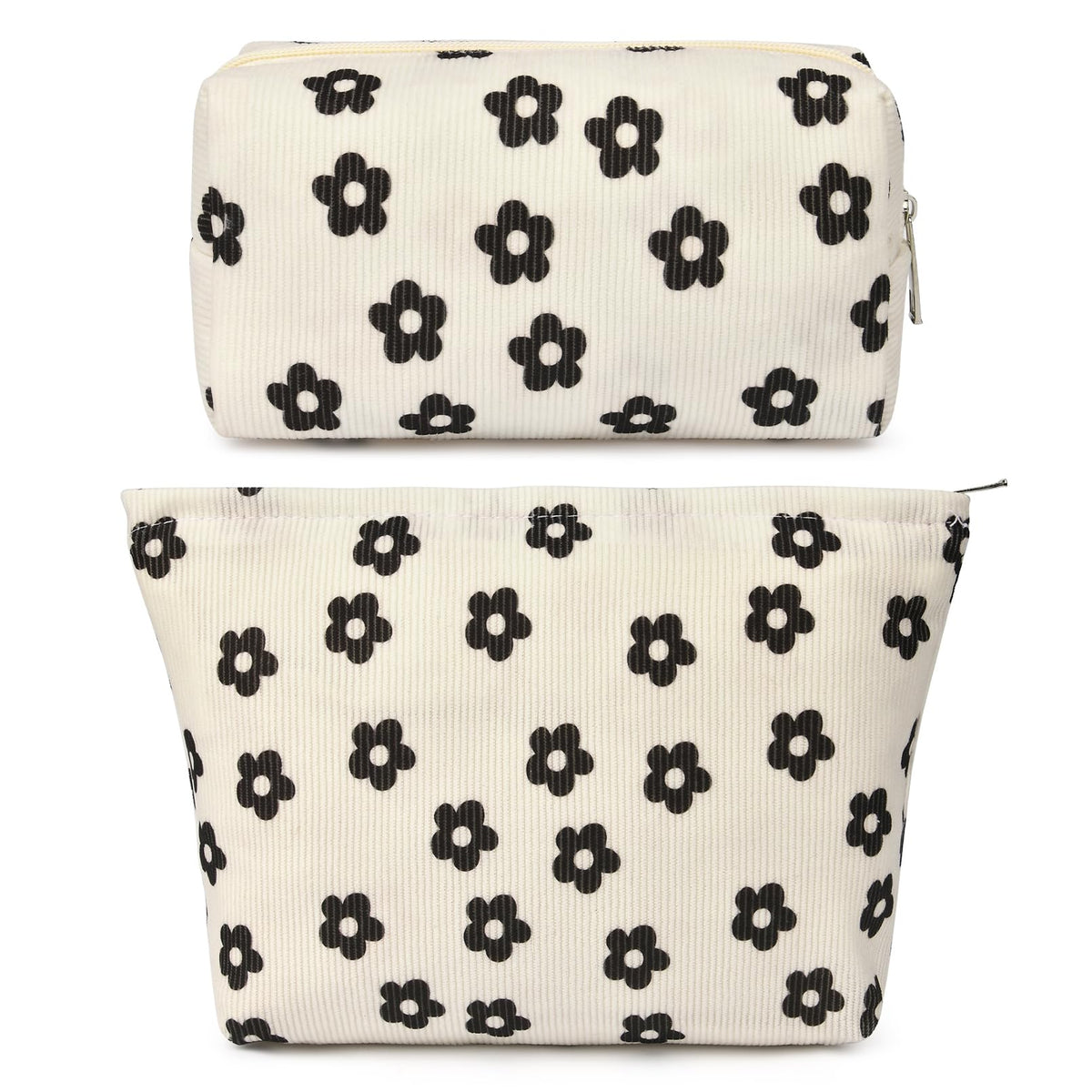 SOIDRAM 2 Pieces Makeup Bag Large Checkered Cosmetic Bag Capacity Canvas Mix Travel Toiletry Bag Organizer Cute Makeup Brushes Aesthetic Accessories Storage Bag for Women, Checkered Mix Rose Red