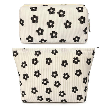 SOIDRAM 2 Pieces Makeup Bag Large Checkered Cosmetic Bag Capacity Canvas Mix Travel Toiletry Bag Organizer Cute Makeup Brushes Aesthetic Accessories Storage Bag for Women, Checkered Mix Rose Red