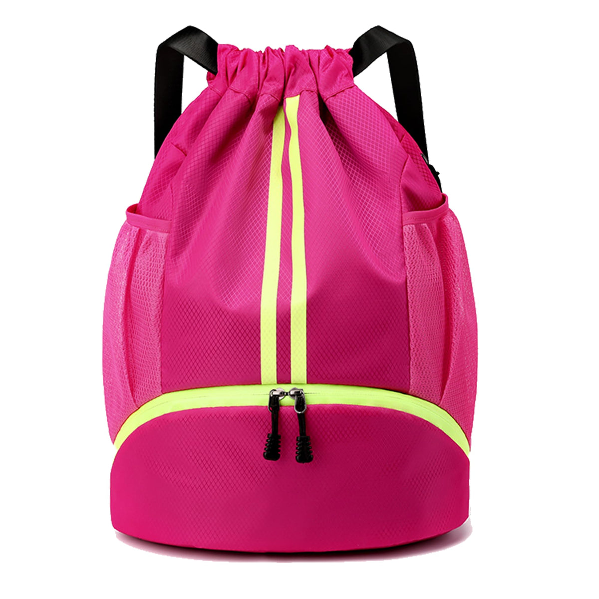 JELUTAR Drawstring Backpack Gym Bag with Shoes Compartment, Black
