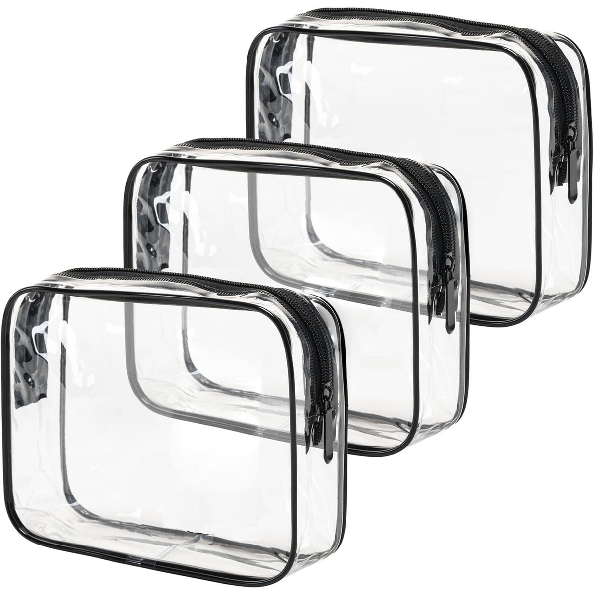 TSA Approved Toiletry Bag, 3 Pcs Clear Toiletries Bags Quart Size, Black