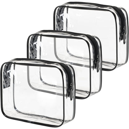 TSA Approved Toiletry Bag, 3 Pcs Clear Toiletries Bags Quart Size, Black