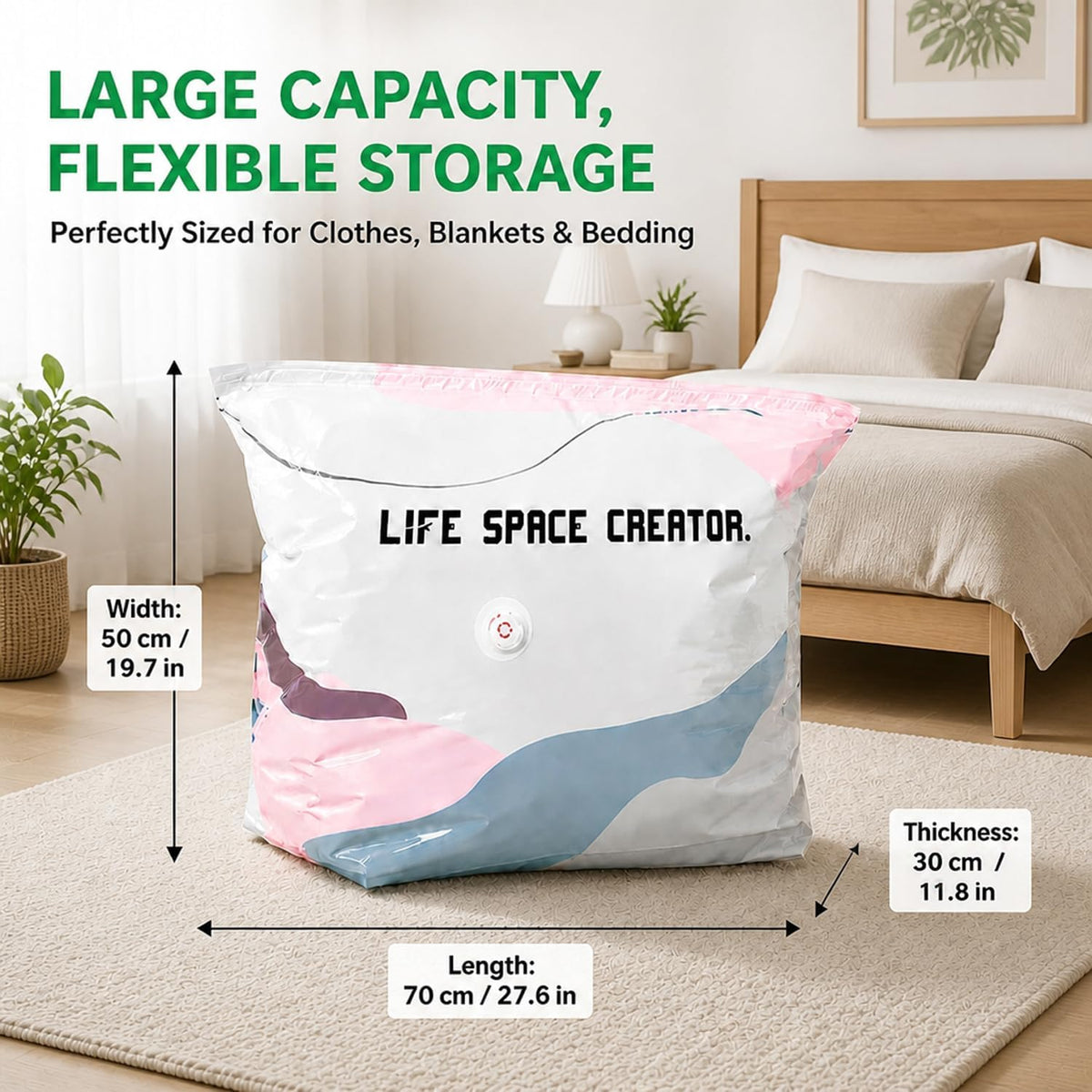No-Pump Vacuum Storage Bags 3D Cube Space Saver Bags (5PCS, M)