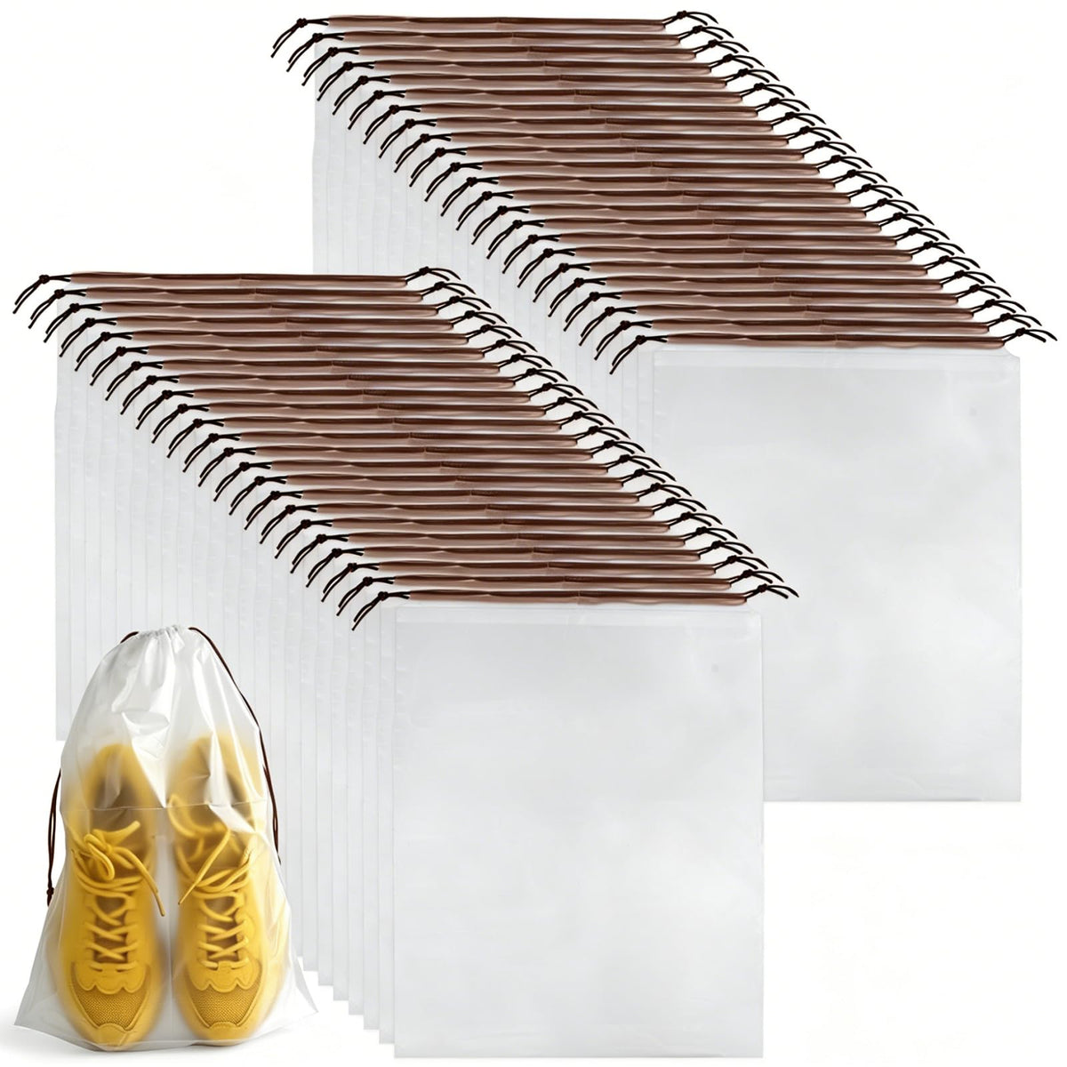 PLULON 32 Pcs Clear Shoe Bags for Travel, Clear Travel Shoe Bag for Storage
