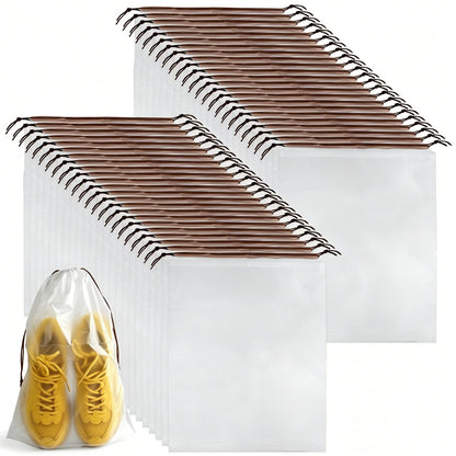 PLULON 32 Pcs Clear Shoe Bags for Travel, Clear Travel Shoe Bag for Storage