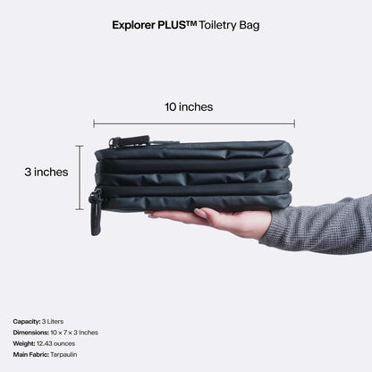 Gravel Hanging Toiletry Bag for Men and Women - Comes in 2 Sizes, Water-Resistant, Durable, Compact, Dopp Kit Travel Toiletry bag (Black, Plus)
