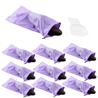 GONGKANGYUAN 10 Pack Shoe Bags for Travel Satin Fabric Shoe Bag with Drawstring for Men Women Travel Protecting Storing Shoes