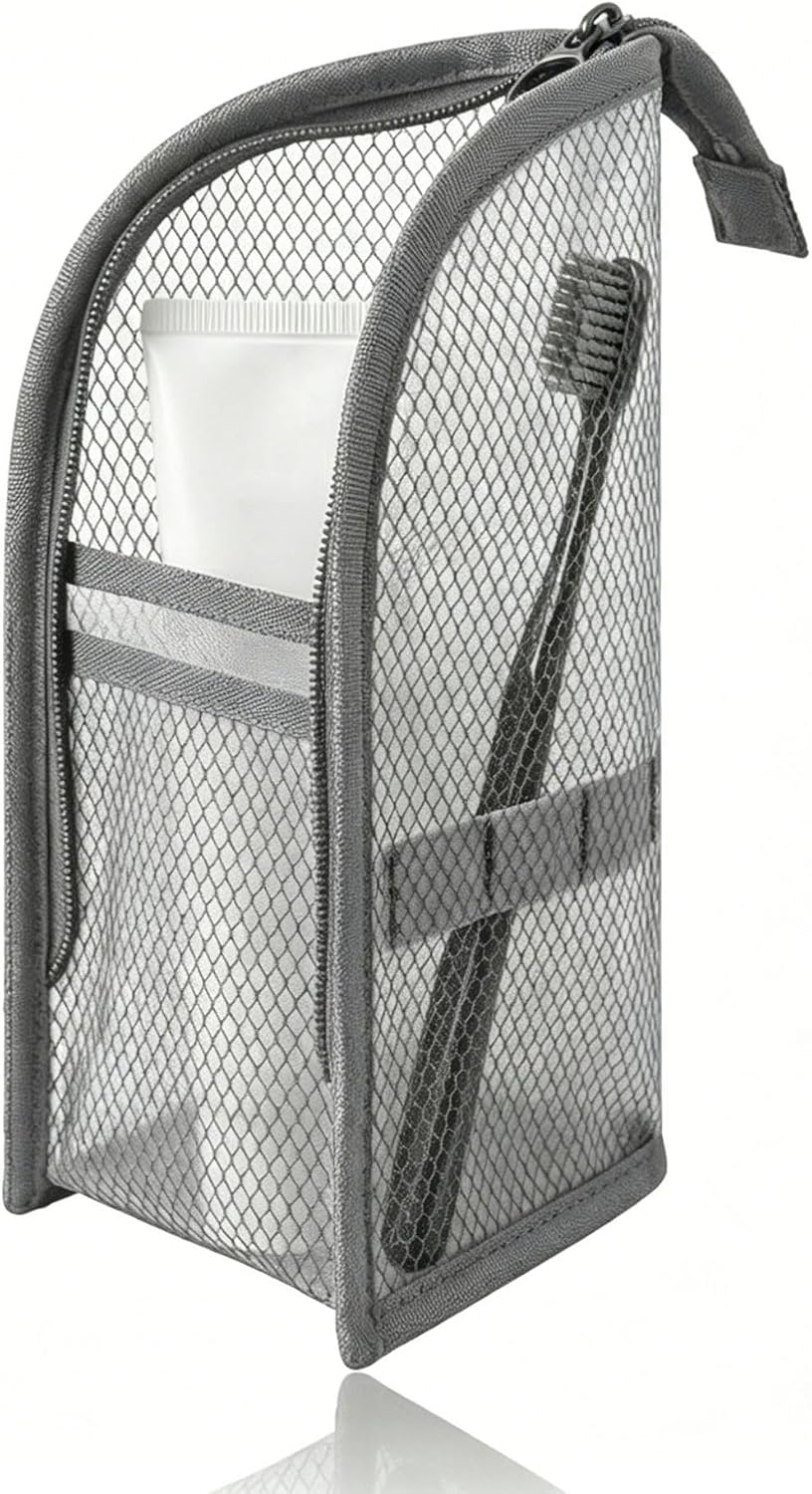 2Pcs Standing Travel Toiletry Bag, Portable Mesh Cosmetic Organizer