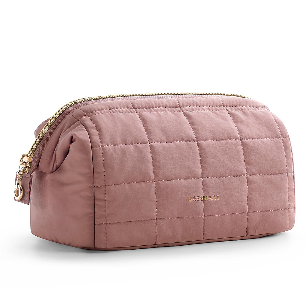 BAGSMART Makeup Bag Travel Toiletry Bag, Wide-open Zipper Pouch, Pink