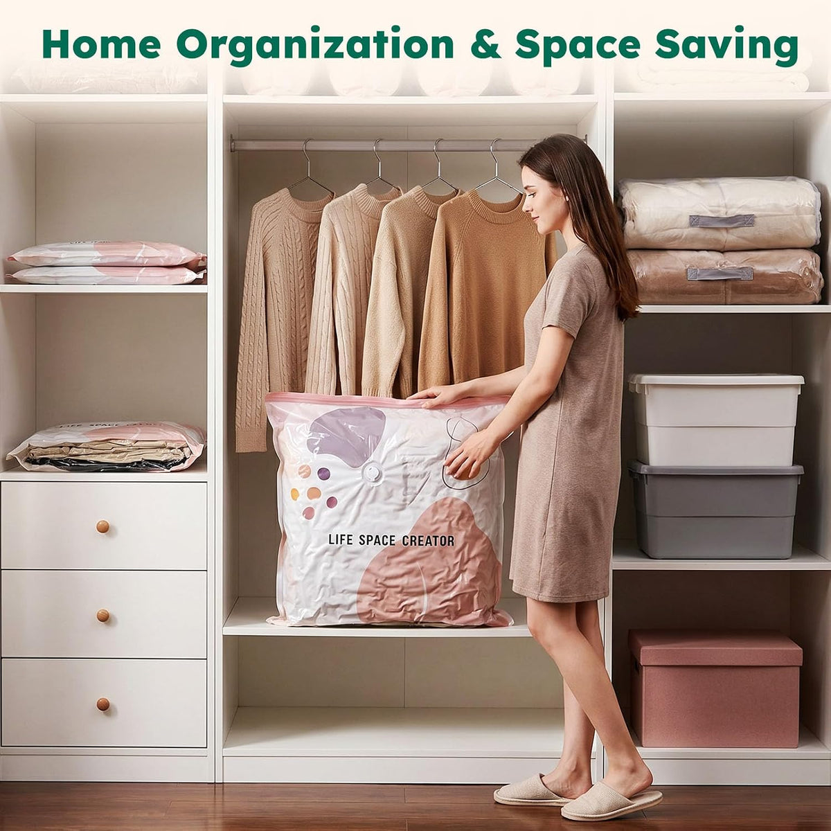 2Pcs No Pump Vacuum Storage Bags for Home Organization, 31" x 39"
