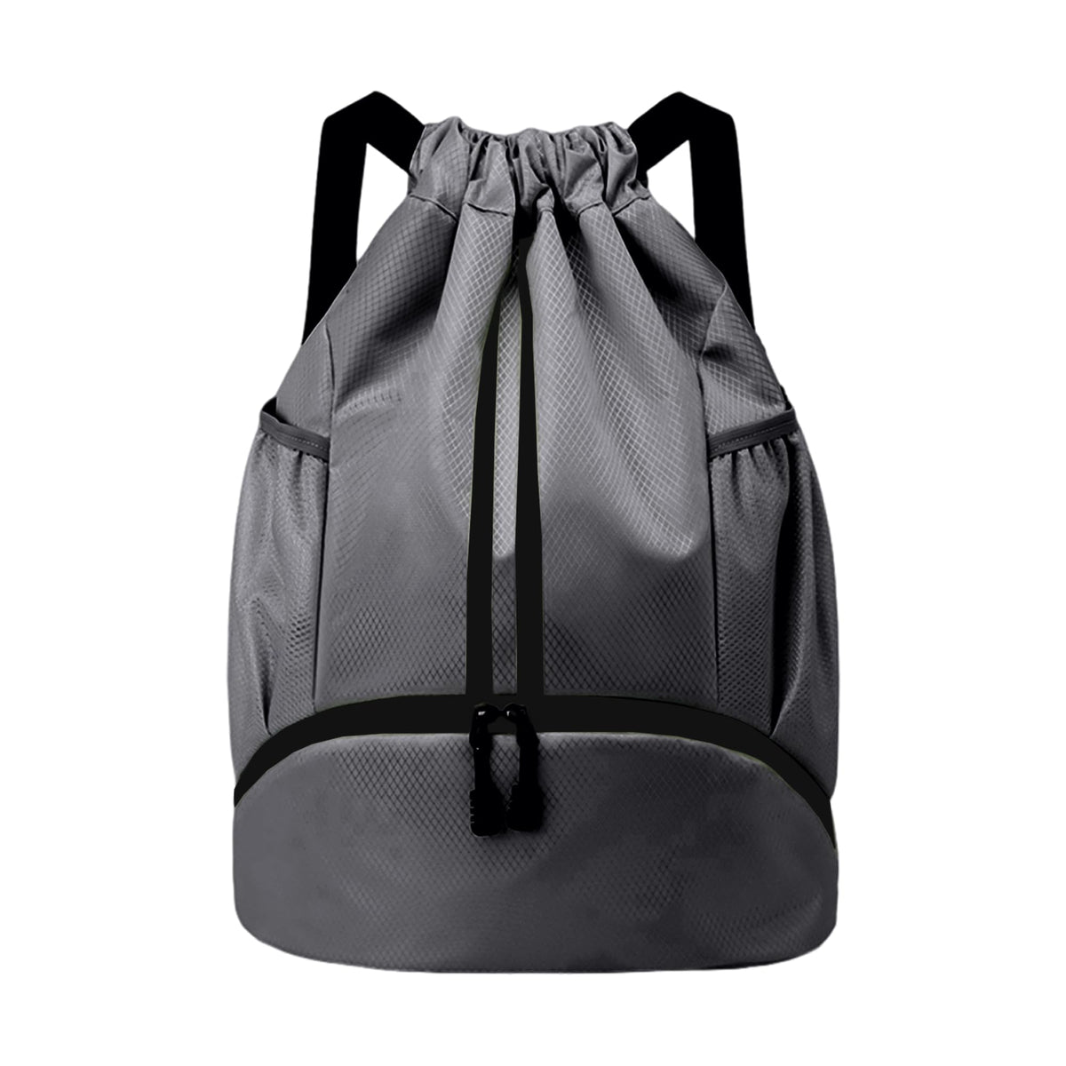 JELUTAR Drawstring Backpack Gym Bag with Shoes Compartment, Black