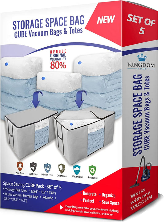 Vacuum Storage Bags, Cube Space Saver Bags, Bedding Space Saving Organizer