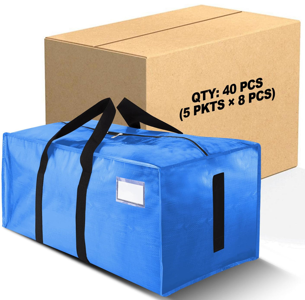 HOMESURE Supports 200lbs Heavy Duty Moving Bags - Strong Zipper & Wrap-Around Handles - Water-Resistant Storage Totes, Durable Alternative to Moving Boxes - 8 Pack - Semi-Transparent