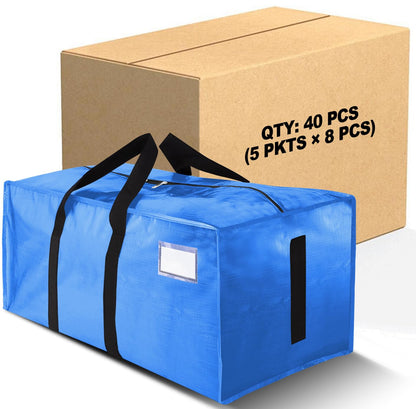 HOMESURE Supports 200lbs Heavy Duty Moving Bags - Strong Zipper & Wrap-Around Handles - Water-Resistant Storage Totes, Durable Alternative to Moving Boxes - 8 Pack - Semi-Transparent