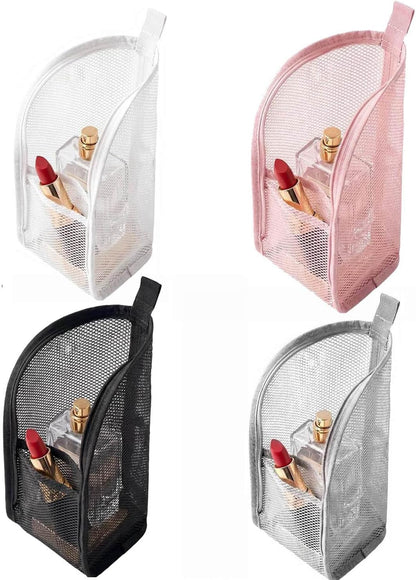 Standing Toiletry Bag, 2026 Upgrade Mesh Large Capacity Cosmetic Waterproof Bag, Portable Lightweight Travel Toiletry Bag Water Resistant Toiletries Storage Bag (White+Black 2Pack)