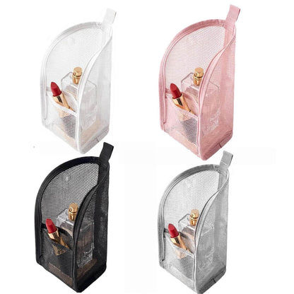 Standing Toiletry Bag, 2026 Upgrade Mesh Large Capacity Cosmetic Waterproof Bag, Portable Lightweight Travel Toiletry Bag Water Resistant Toiletries Storage Bag (White+Black 2Pack)